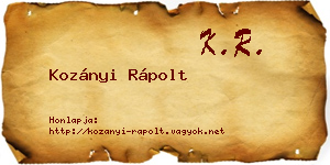 Kozányi Rápolt névjegykártya